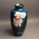 Небольшая ваза "Гладиолусы на индиго" (клуазоне)